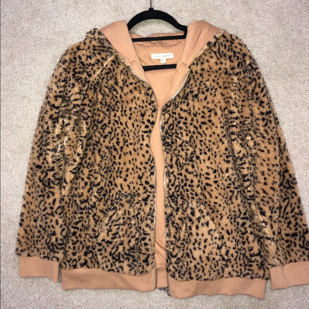 PacSun L.A. Hearts cheetah print fuzzy jacket - Picture 4 of 6